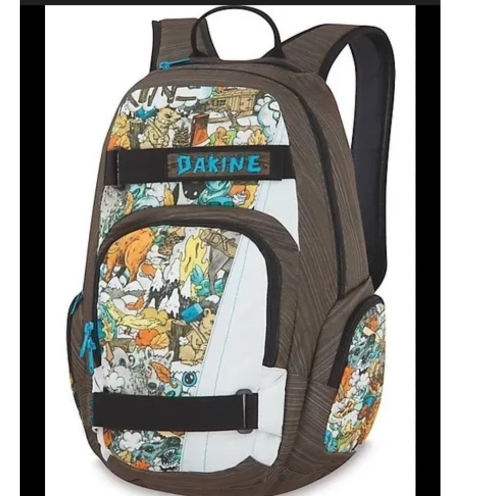 Dakine Mission 25L Backpack Graphic Print Snowboard Carry Bag Brown Blue W13